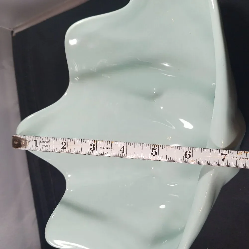 Vintage HALL Pottery Mid Century Light Blue Shell Bowl